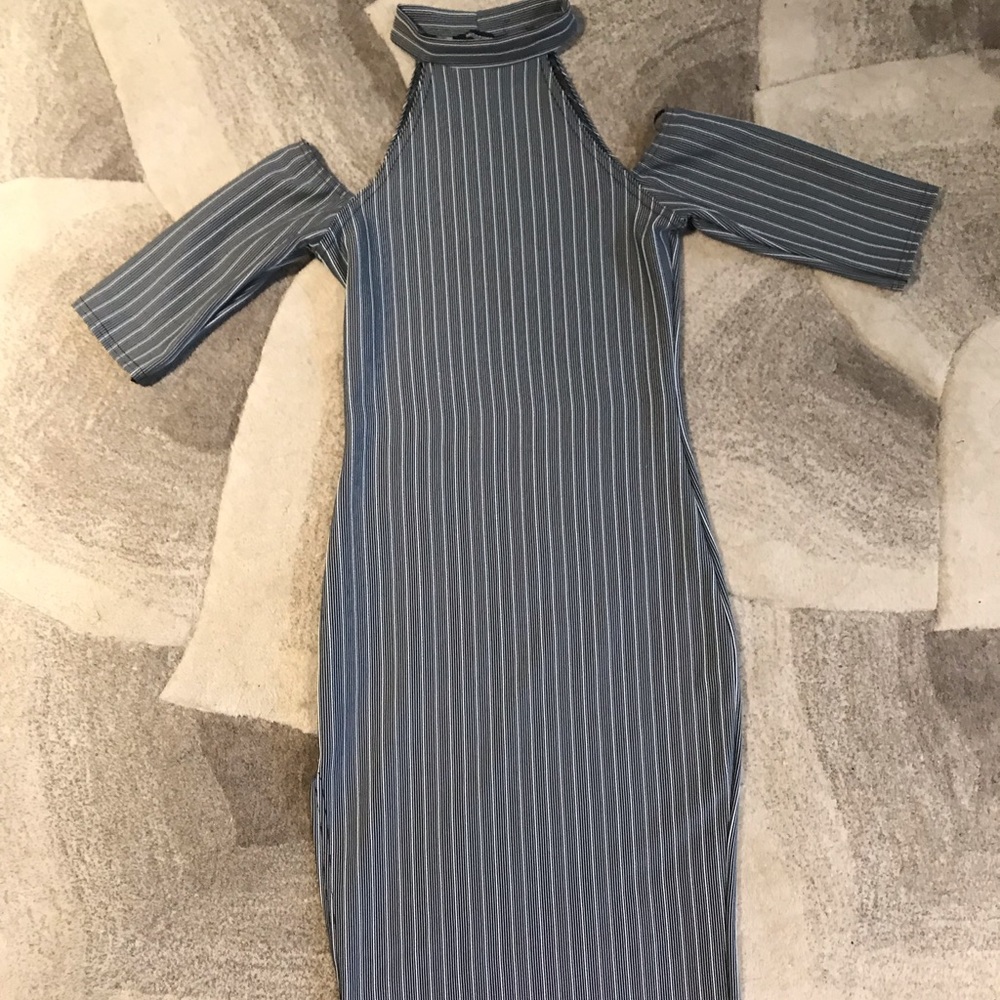Missguided below the knee black and white dress.